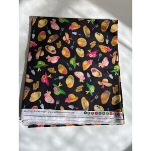 Quilt Fabric WE GROW BY THE YARD 1 yd x 44" Black Cotton Gardening Dan Morris